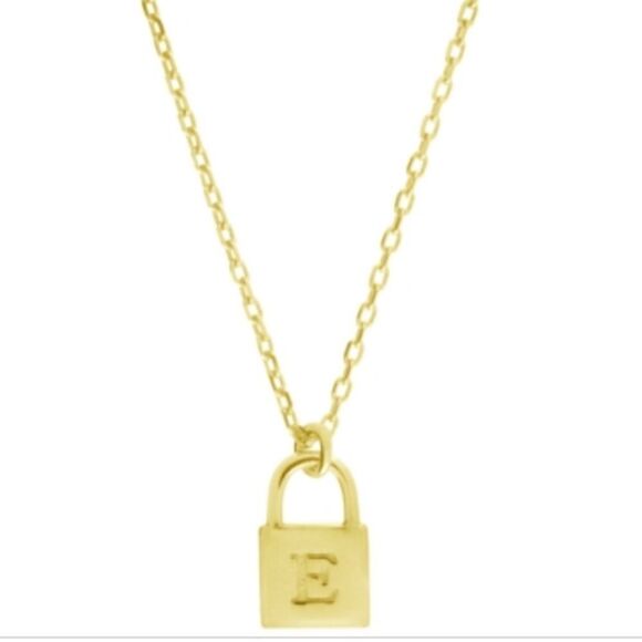 Giani Bernini « E » Initial Padlock 18" Pendant Necklace in 18k Gold plated SS - Picture 1 of 3